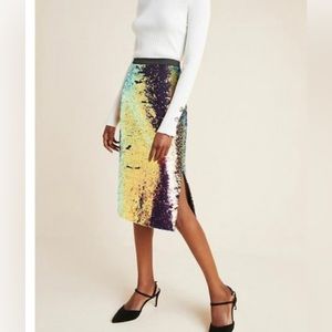 NWOT Anthropologie Ro & De Elysian Sequined Pencil Skirt SZ 6